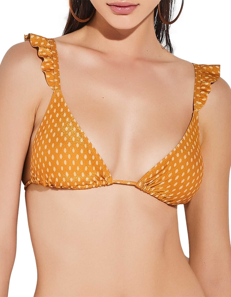Triangle Bikini Top With Ruffle Orange Polka Dot Lurex Lida Triangle Bikini Top With Ruffle Orange Polka Dot Lurex Lida