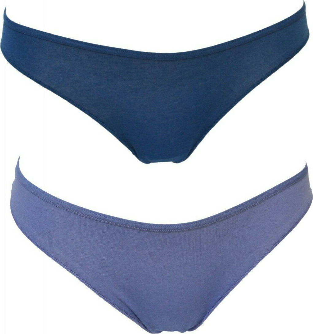 Set of 2 pcs. Cotonella Brazilian With Lace Back Seamless Dark Blue & Raft