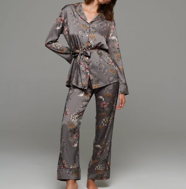 LIDA Satin Pajamas With Waist Belt