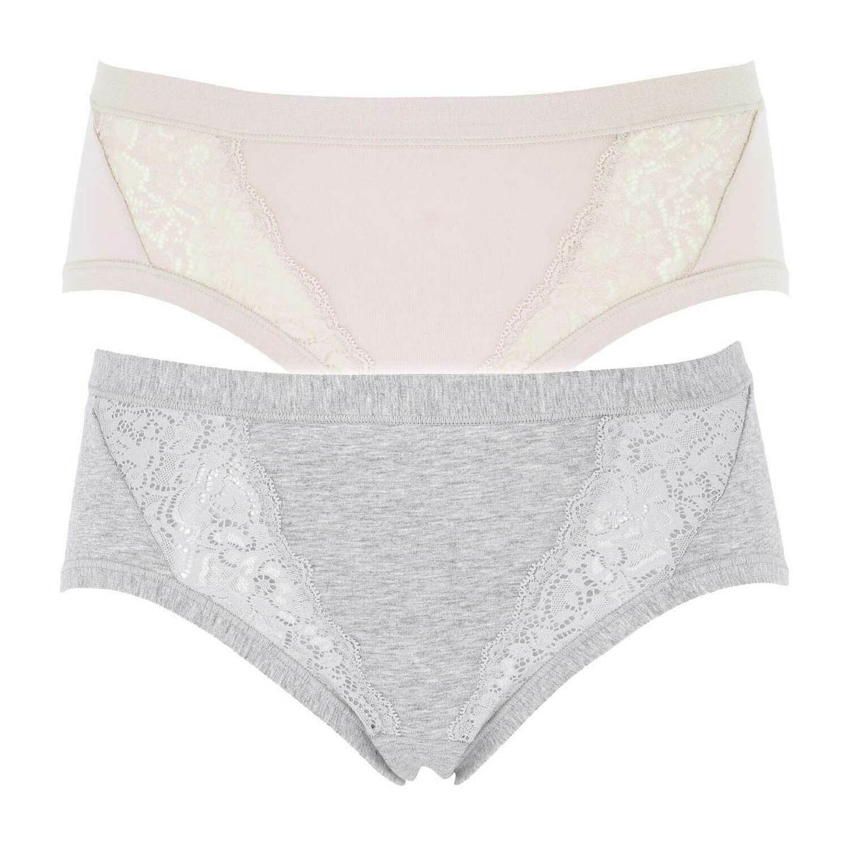 Set of 2 Midi Slip Cotonella Pink & Grey