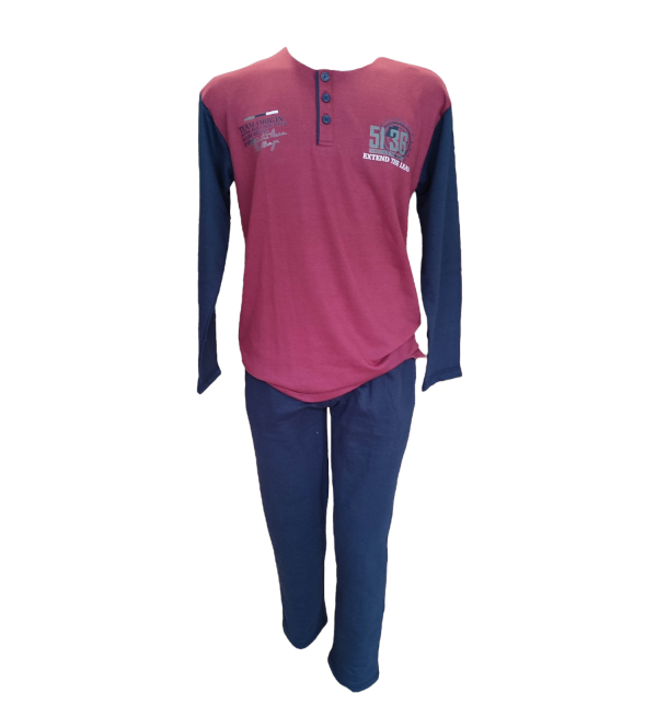 Men's Pajama Sweatshirts Bordeaux-Blue 100% Cotton