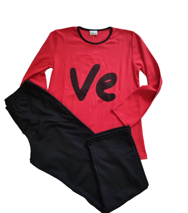 Huppy Family Women's Cotton Pajamas In Red