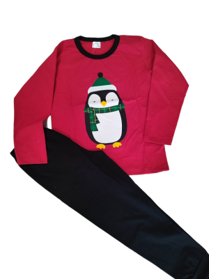 Huppy Family Children's Pajamas Unisex Christmas Red Penguin
