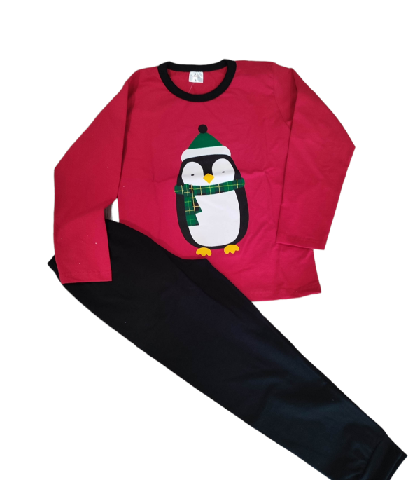 Huppy Family Children's Pajamas Unisex Christmas Red Penguin