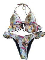 Lida Frill High Triangle Bikini Set & High Leg Monokini