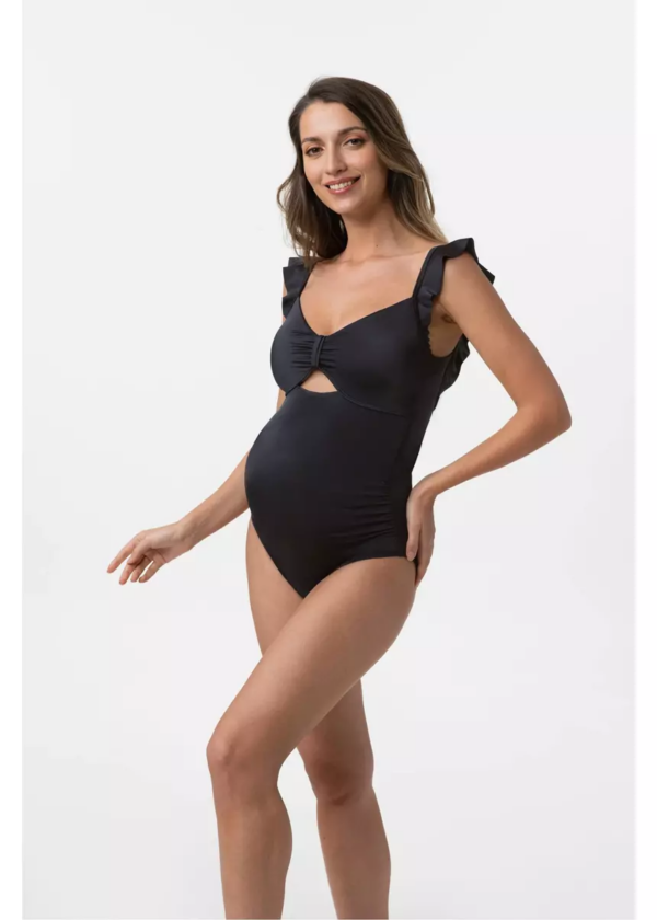 Minori Dorina One Piece Pregnancy Swimsuit With Ruffles Black