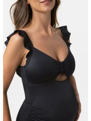 Minori Dorina One Piece Pregnancy Swimsuit With Ruffles Black