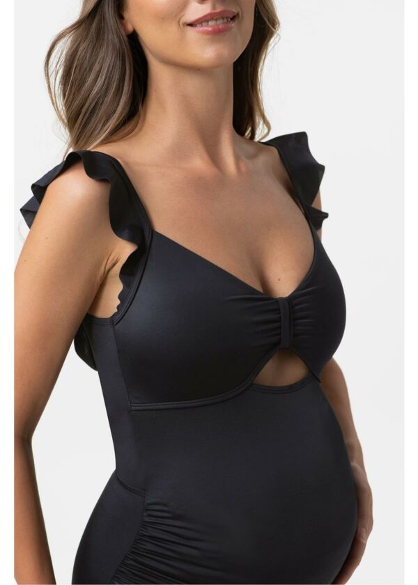 Minori Dorina One Piece Pregnancy Swimsuit With Ruffles Black