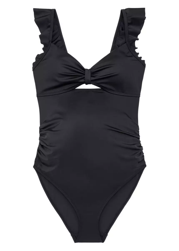 Minori Dorina One Piece Pregnancy Swimsuit With Ruffles Black