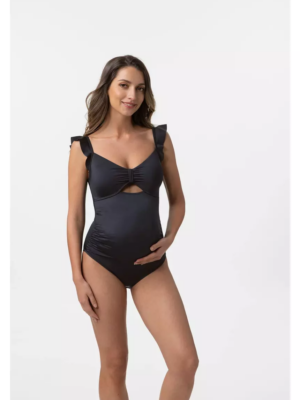 Minori Dorina One Piece Pregnancy Swimsuit With Ruffles Black