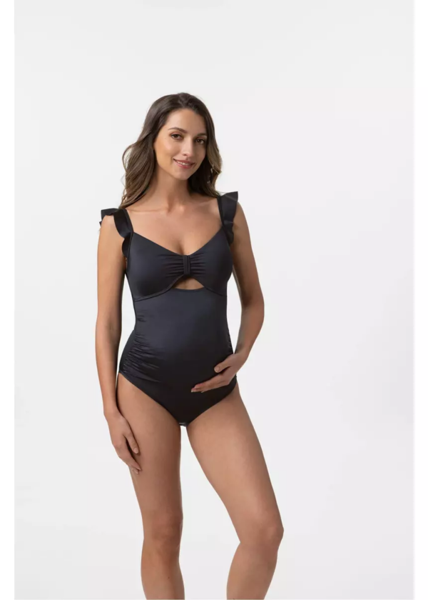 Minori Dorina One Piece Pregnancy Swimsuit With Ruffles Black