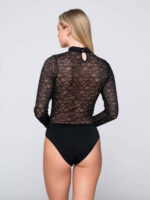 Luna One Piece Turtleneck Bodysuit With Micro Touch Lace