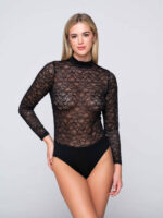 Luna One Piece Turtleneck Bodysuit With Micro Touch Lace