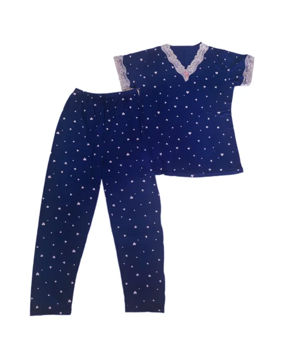 Women's Pajamas With Hearts In Blue Color